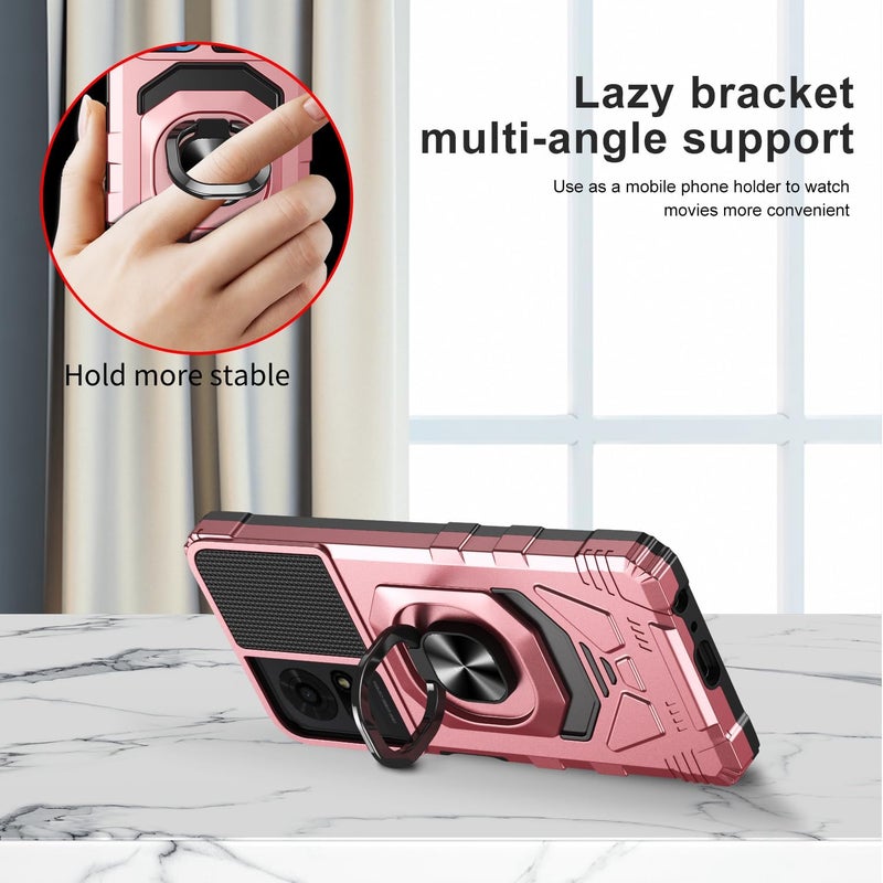 Mocotto for TCL K24/TCL K23/TCL 50 LE Phone Case with Tempered Glass Screen Protector,Military Grade Heavy Duty Shockproof Protective Cover,with Ring Kickstand (TCL K24,Rose Gold) - Image 5